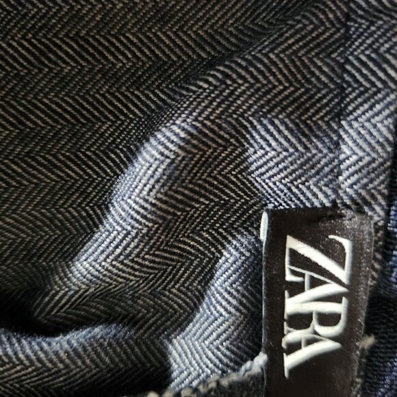 Navy Blue Pinstripe Slim Fit Trousers With Elastic Waistband For Women Medium - Picture 9 of 15